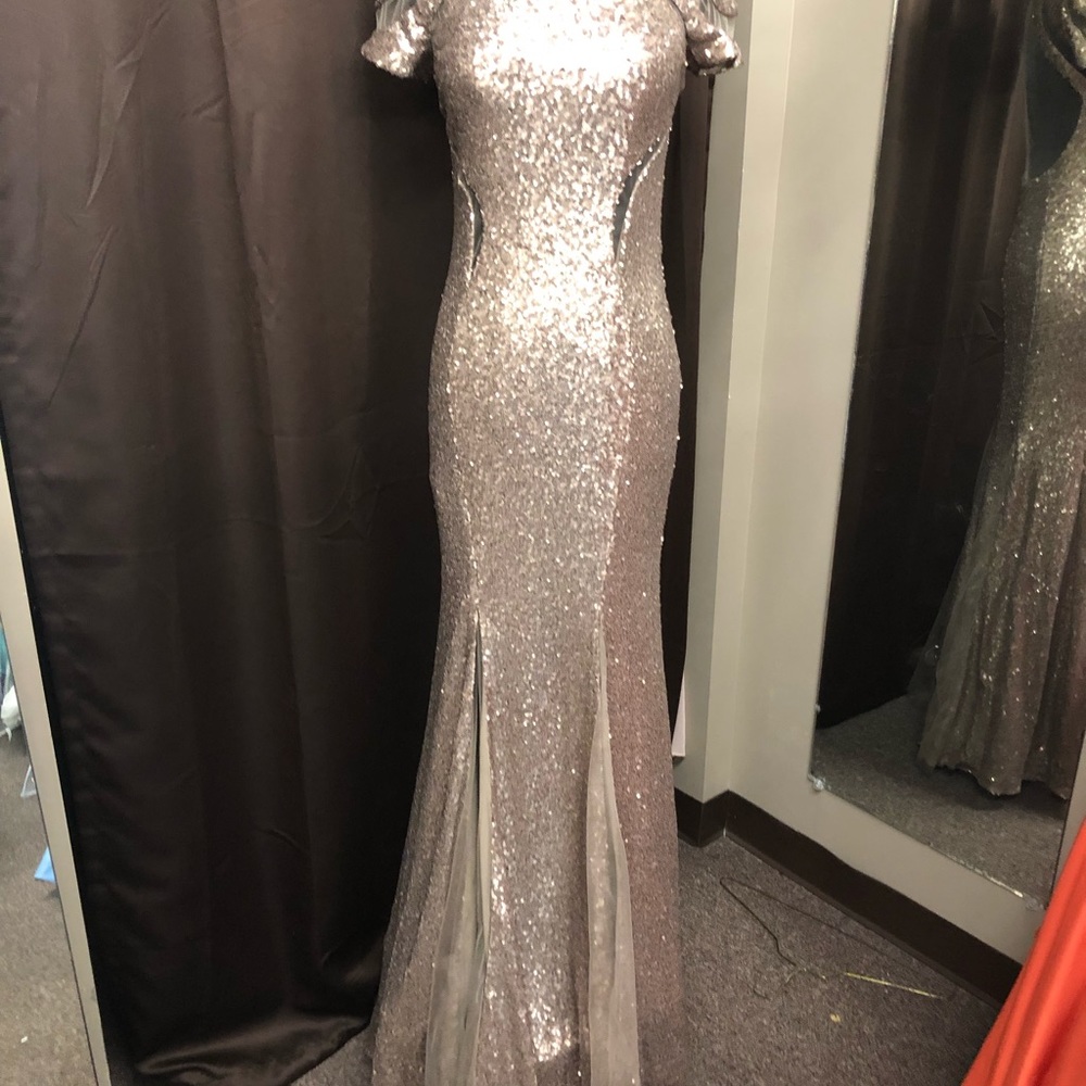 Gold Sequins Formal Gown by Mignon size 4
